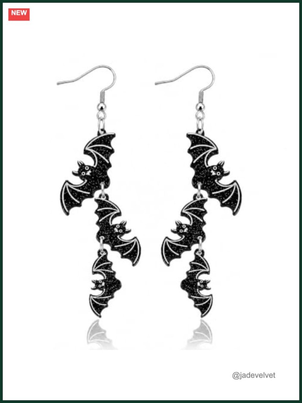 Halloween Pumpkin Bat Dangle Earrings 3-Tier Drop Costume Jewelry